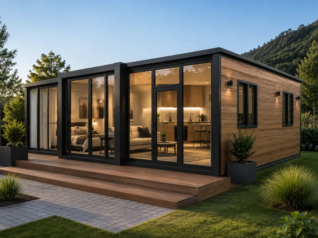 Casa modular Confort F720 con expansión lateral instalada