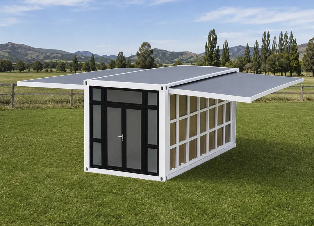 Casa modular paso 2: se abre la estructura y el techo