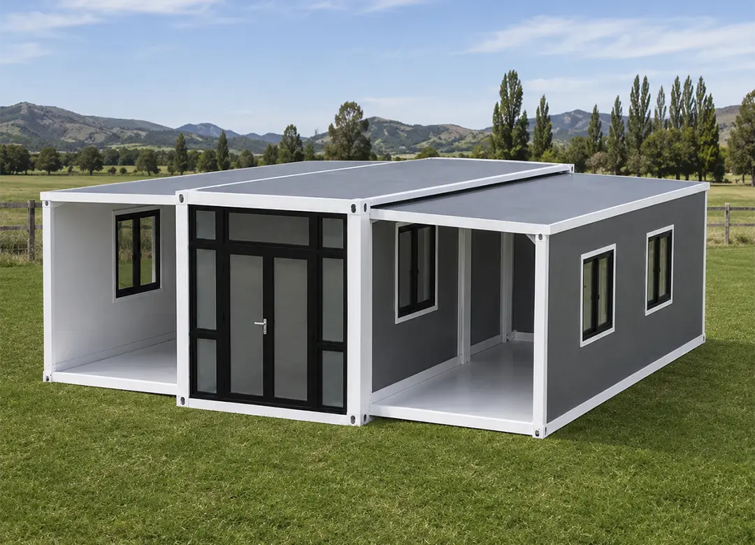 Casa modular paso 4: suben los muros y ventanas