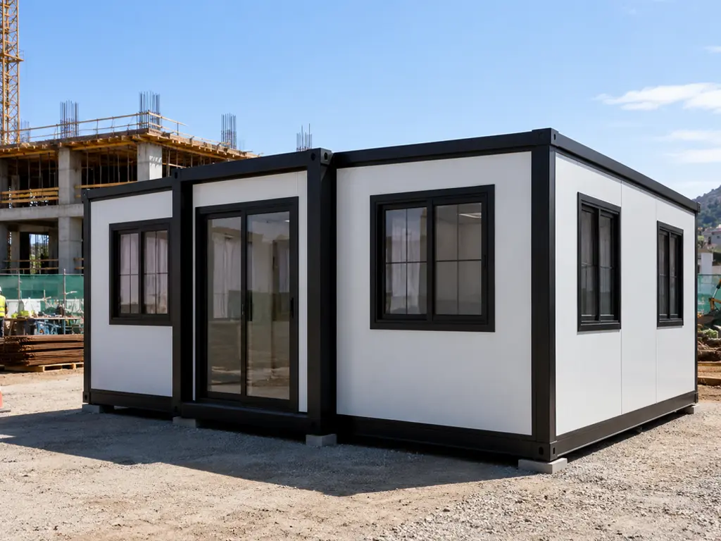 Oficina modular en obra de construcción