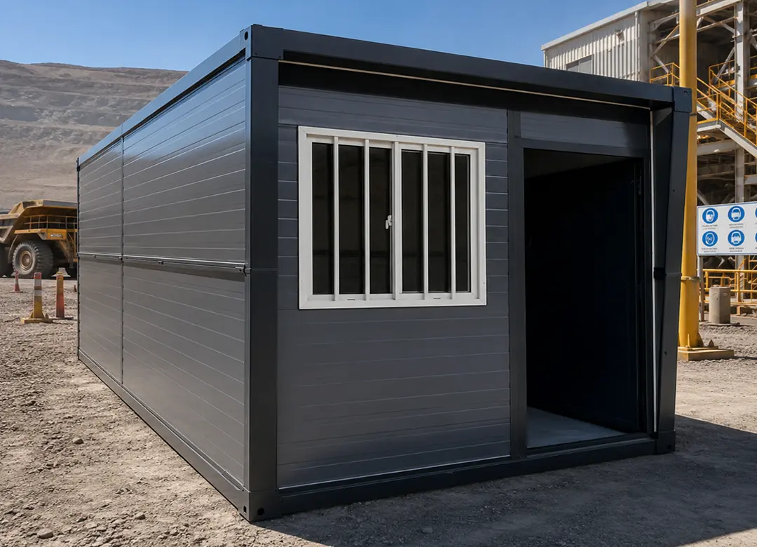 Oficina modular en faena minera en el desierto