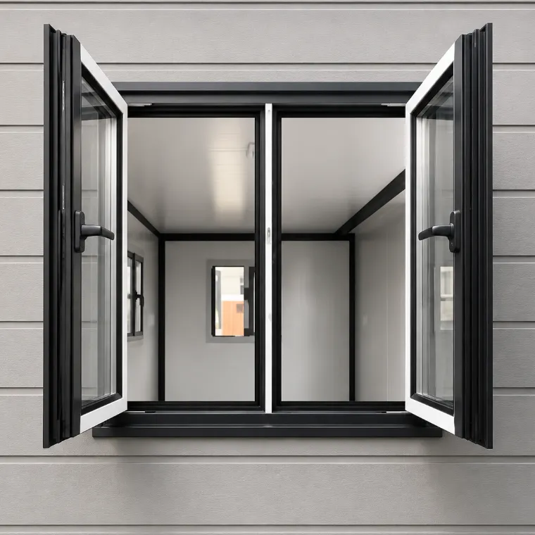 Ventana batiente doble de apertura completa